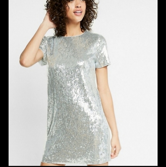 Express Dresses & Skirts - Express Silver Sequin Mini Dress